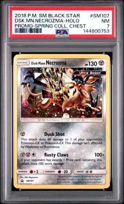 2018 POKEMON SM BLACK STAR PROMO #SM107 DUSK MANE NECROZMA-HOLO PSA 7 - Image 1