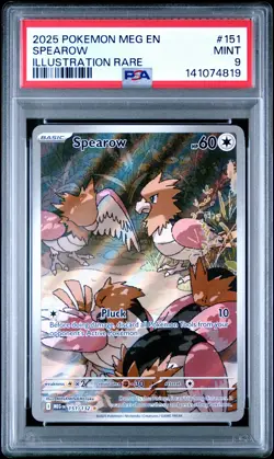 2025 POKEMON MEG EN-MEGA EVOLUTION ILLUSTRATION RARE #151 SPEAROW PSA 9 - Image 1