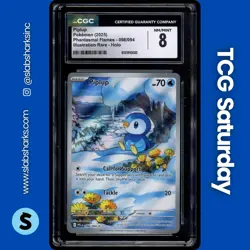 2025 POKEMON PHANTASMAL FLAMES #098/094 PIPLUP ILLUSTRATION RARE CGC 8 - Image 1