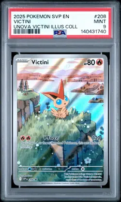 2025 Pokemon SVP En Victini Black Star Promo Unova Illus Coll #208 PSA 9 Mint - Image 1