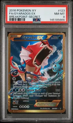 2016 POKEMON XY BREAKPOINT SECRET #123 FULL ART/GYARADOS EX PSA 8 - Image 1