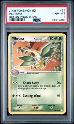 2006 POKEMON EX HOLON PHANTOMS #54 VIBRAVA PSA 8 - Image 1