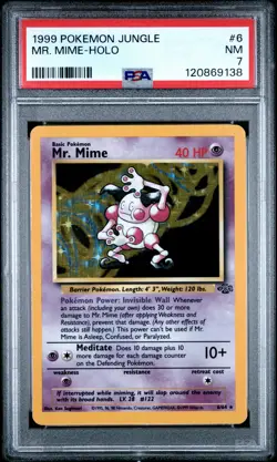 1999 POKEMON JUNGLE #6 MR. MIME-HOLO PSA 7 - Image 1