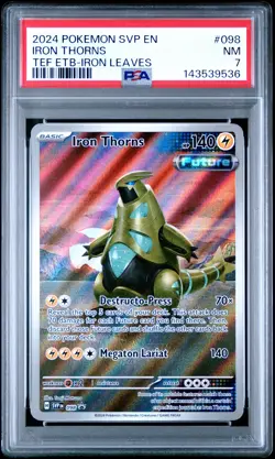 2024 POKEMON SVP EN-SV BLACK STAR PROMO #098 IRON THORNS PSA 7 - Image 1