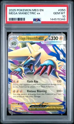 2025 POKEMON MEG EN-MEGA EVOLUTION #050 MEGA MANECTRIC EX PSA 10 - Image 1