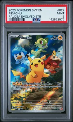 2023 POKEMON SVP EN-SV BLACK STAR PROMO #027 PIKACHU PSA 9 - Image 1