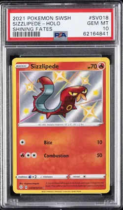 2021 POKEMON SWORD & SHIELD SHINING FATES #SV018 SIZZLIPEDE-HOLO PSA 10 - Image 1