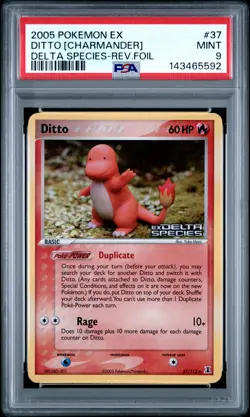 2005 POKEMON EX DELTA SPECIES #37 DITTO [CHARMANDER]-REVERSE FOIL PSA 9 - Image 1