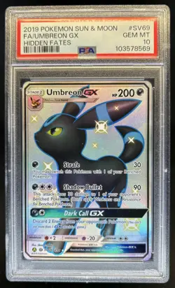2019 Pokemon SM Hidden Fates Umbreon GX #SV69/SV94 PSA 10 - Image 1