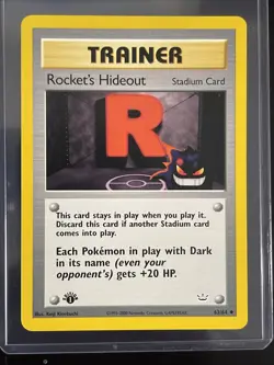 Pokemon Rocket's Hideout Team Rocket Trainer Stadium 1st Edition Card 63/64 2000 - Image 1