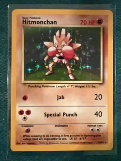 Pokemon Hitmonchan Base Set Unlimited 7/102 NM Near Mint - Image 1