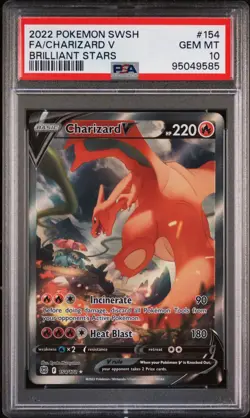 2022 POKEMON SWORD & SHIELD BRILLIANT STARS #154 FULL ART/CHARIZARD V PSA 10 - Image 1