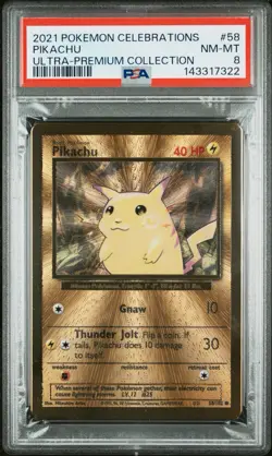 2021 Pokemon Celebrations UPC Pikachu PSA 8 Mint #58 Gold Englisch - Image 1