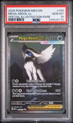 2025 POKEMON MEGA EVOLUTION SPECIAL ILLUSTRATION RARE #180 MEGA ABSOL EX PSA 10 - Image 1