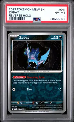 2023 POKEMON MEW EN-151 REVERSE HOLO #041 ZUBAT PSA 8 - Image 1