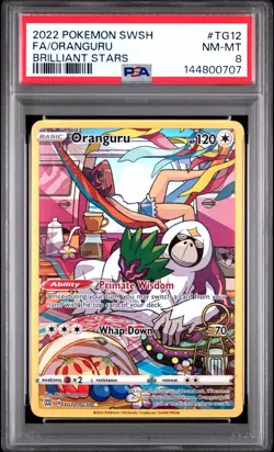 2022 POKEMON SWORD & SHIELD BRILLIANT STARS #TG12 FULL ART/ORANGURU PSA 8 - Image 1