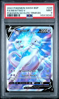 2022 POKEMON SWSH BLACK STAR PROMO #229 FULL ART/MEWTWO V PSA 9 - Image 1