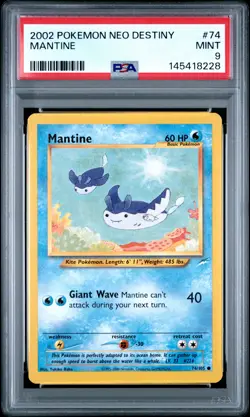 2002 POKEMON NEO DESTINY #74 MANTINE PSA 9 - Image 1