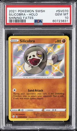 2021 POKEMON SWORD & SHIELD SHINING FATES #SV070 SILICOBRA-HOLO PSA 10 - Image 1