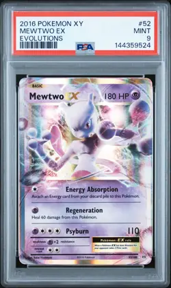 2016 POKEMON XY EVOLUTIONS #52 MEWTWO EX PSA 9 - Image 1