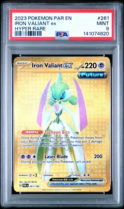 2023 POKEMON PAR EN-PARADOX RIFT HYPER RARE #261 IRON VALIANT EX PSA 9 - Image 1