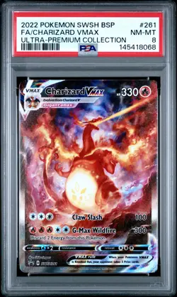 2022 POKEMON SWSH BLACK STAR PROMO #261 FULL ART/CHARIZARD VMAX PSA 8 - Image 1