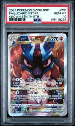 2023 POKEMON SWSH BLACK STAR PROMO #291 FULL ART/LUCARIO VSTAR PSA 10 - Image 1
