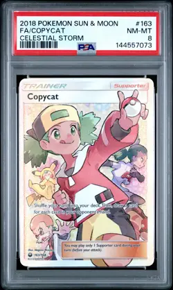 2018 POKEMON SUN & MOON CELESTIAL STORM #163 FULL ART/COPYCAT PSA 8 - Image 1