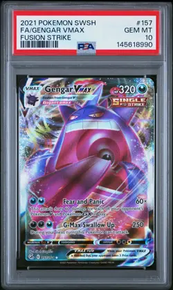 2021 POKEMON SWORD & SHIELD FUSION STRIKE #157 FULL ART/GENGAR VMAX PSA 10 - Image 1