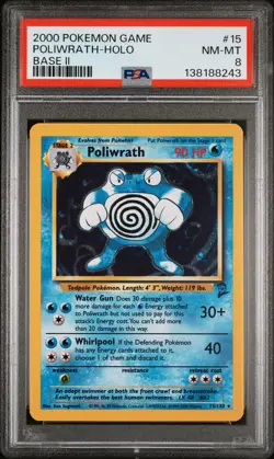 2000 POKEMON BASE SET 2 #15 POLIWRATH-HOLO PSA 8 - Image 1