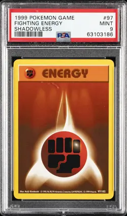 1999 POKEMON BASE SET SHADOWLESS #97 FIGHTING ENERGY PSA 9 - Image 1