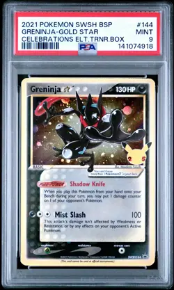 2021 POKEMON SWSH PROMO CELEBRATIONS ETB #144 GRENINJA-GOLD STAR PSA 9 - Image 1