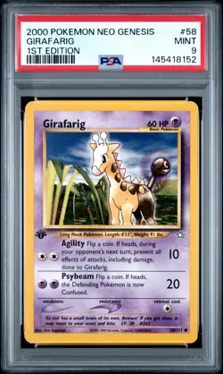 2000 POKEMON NEO GENESIS 1ST EDITION #58 GIRAFARIG PSA 9 - Image 1