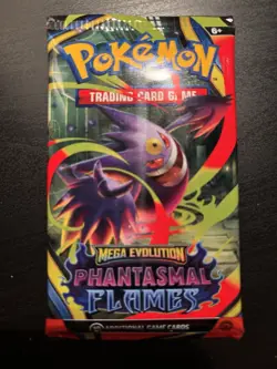 22.7g HEAVY Pokemon TCG: Mega Evo Phantasmal Flames Pack SEALED Gengar Art - Image 2