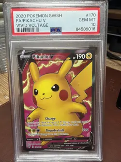 144935859 Pikachu V 2020 Pokemon Sword & Shield Vivid Voltage #170 PSA 10 - Image 1