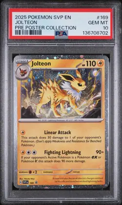 2025 POKEMON PROMO PRISMATIC EVOLUTIONS POSTER COLLECTION #169 JOLTEON PSA 10 - Image 1