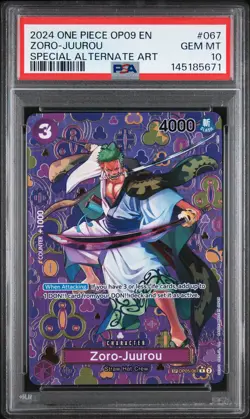 2024 ONE PIECE EMPERORS IN THE NEW WORLDSPECIAL ALT ART #067 ZORO-JUUROU PSA 10 - Image 1