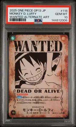 2025 ONE PIECE JPN CARRYING ON HIS WILL WANTED ALT ART MONKEY D. LUFFY PSA 10 - Image 1