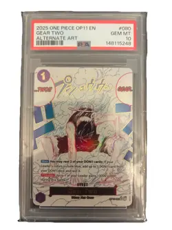 ONE PIECE PSA 10 GEAR TWO MONKEY D LUFFY ALTERNATE ART GEM MINT - Image 1