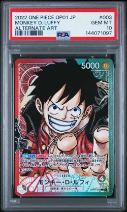 2022 ONE PIECE JPN OP01-ROMANCE DAWN ALTERNATE ART #003 MONKEY D. LUFFY PSA 10 - Image 1