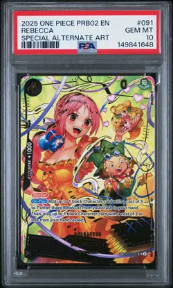 2025 ONE PIECE PRB02-THE BEST- VOL.2 SPECIAL ALTERNATE ART REBECCA PSA 10 - Image 1