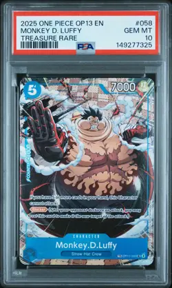 2025 ONE PIECE OP13-CARRYING ON HIS WILL TREASURE RARE MONKEY D. LUFFY PSA 10 - Image 1