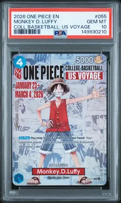 2026 ONE PIECE PROMOS COLLEGE BASKETBALL : US VOYAGE MONKEY D. LUFFY PSA 10 - Image 1