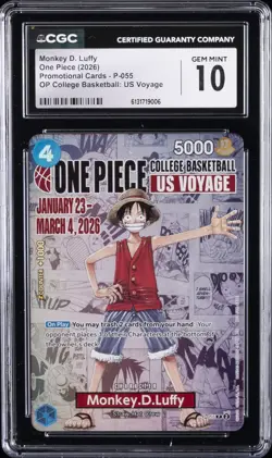 2026 ONE PIECE PROMOS COLLEGE BASKETBALL : US VOYAGE MONKEY D. LUFFY CGC 10 - Image 1