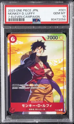 2023 ONE PIECE JAPANESE PROMOS 7-ELEVEN CAMPAIGN #001 MONKEY D. LUFFY PSA 10 - Image 1