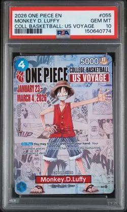 2026 ONE PIECE PROMOS COLLEGE BASKETBALL : US VOYAGE MONKEY D. LUFFY PSA 10 - Image 1