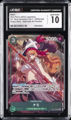 2023 ONE PIECE JAPANESE PC: BEST SELECTION VOL.1 ALT ART #OP02-036 NAMI CGC 10 - Image 1