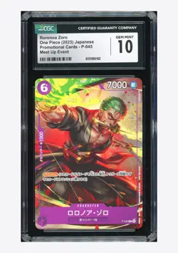One Piece CGC 10 GEM MINT Roronoa Zoro Promo 2023 P-045 Meet Up Event Japanese - Image 1