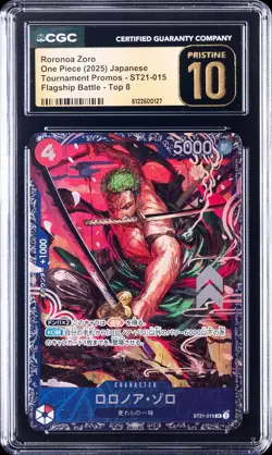 2025 ONE PIECE TOURNAMENT PROMOS JPN #ST21-015 RORONOA ZORO CGC 10 PRISTINE - Image 1