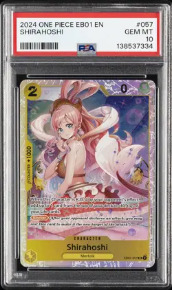 2024 ONE PIECE EB01-EXTRA BOOSTER MEMORIAL COLLECTION #057 SHIRAHOSHI PSA 10 - Image 1